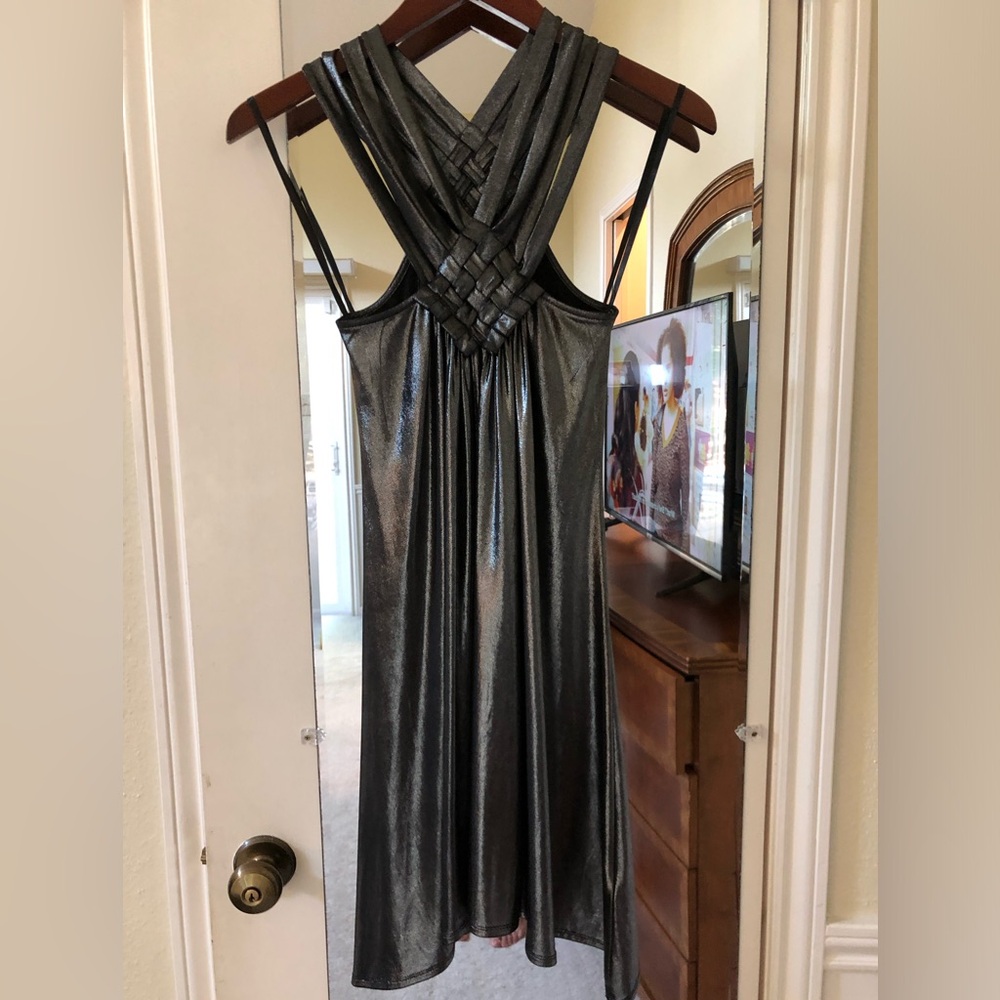 Bcbgeneration Metallic Silver Halter Cocktail Dre… - image 3